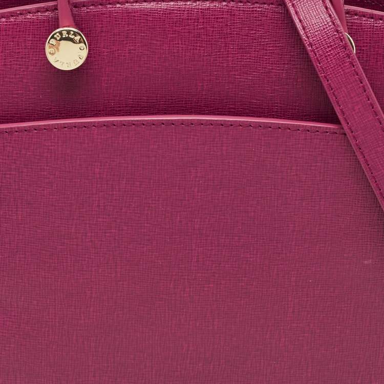 Pre Owned Furla Magenta Leather Agata Satchel