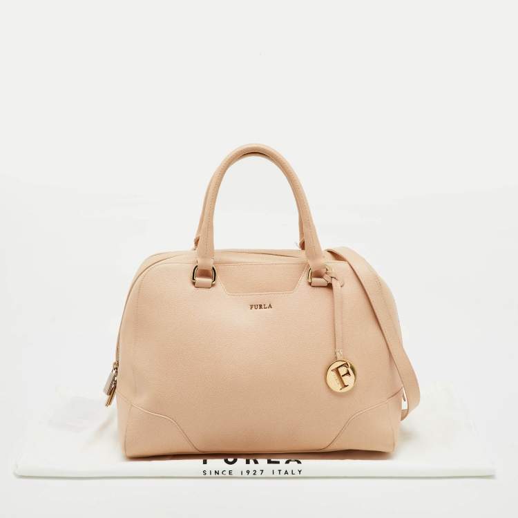 Pre Owned Furla Beige Leather Dolly Satchel