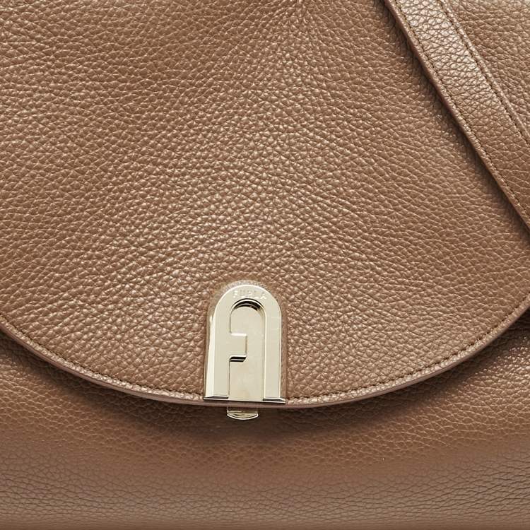 Pre Owned Furla Brown Leather Sleek Top Handle Bag