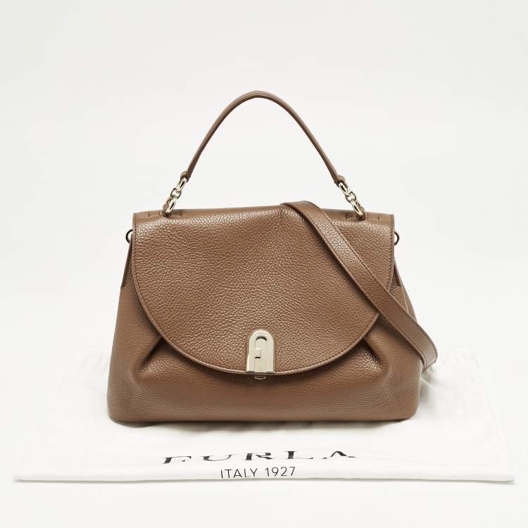 Pre Owned Furla Brown Leather Sleek Top Handle Bag