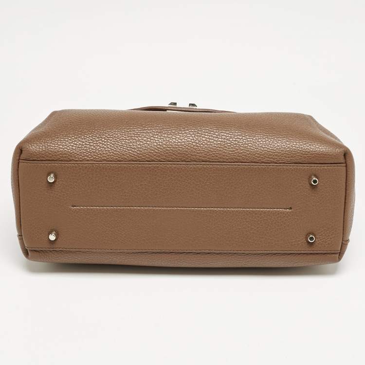 Pre Owned Furla Brown Leather Sleek Top Handle Bag