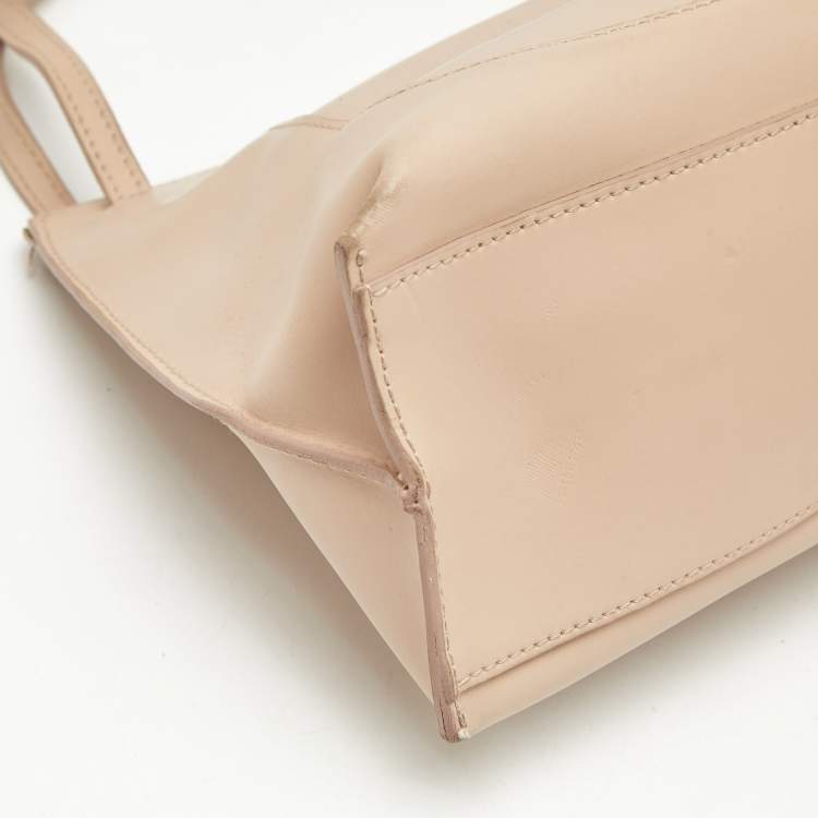 Pre Owned Furla Peach Leather Zip Shoulder Bag
