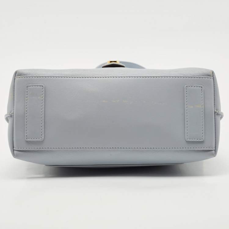 Pre Owned Furla Light Blue Leather Tortona Top Handle Bag