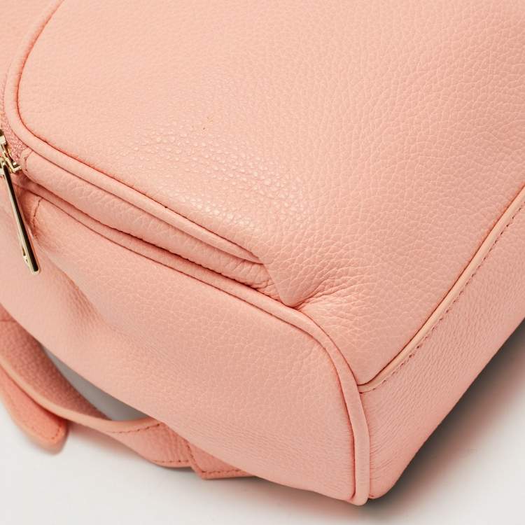 Pre Owned Furla Peach Leather Mini Frida Backpack