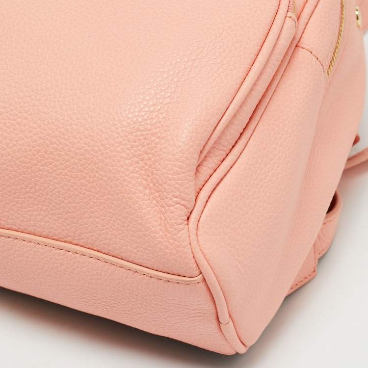 Pre Owned Furla Peach Leather Mini Frida Backpack