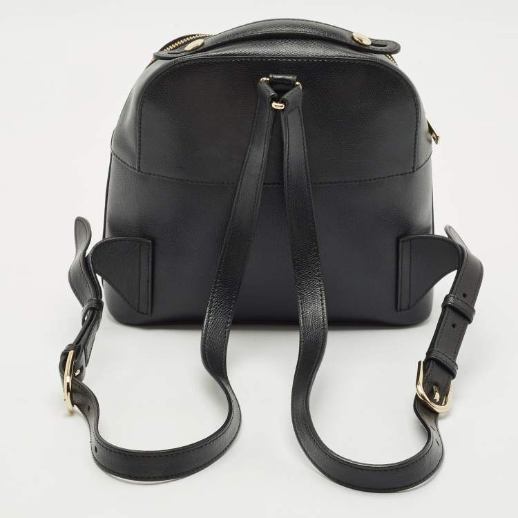 Pre Owned Furla Black Leather Favola Backpack