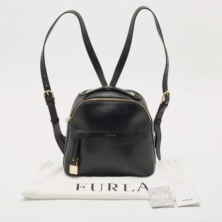 Pre Owned Furla Black Leather Favola Backpack