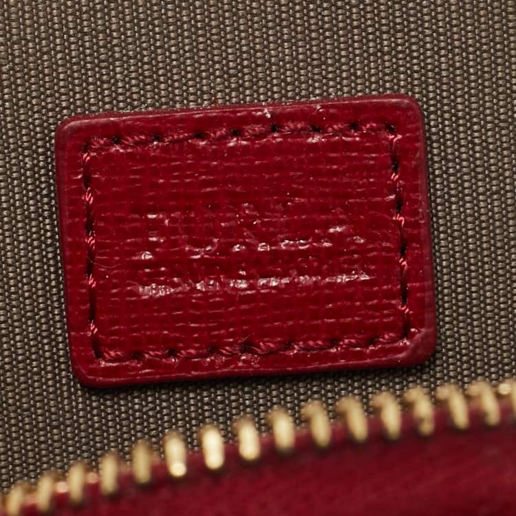 Pre Owned Furla Red Leather Keychain Round Zip Coin Purse