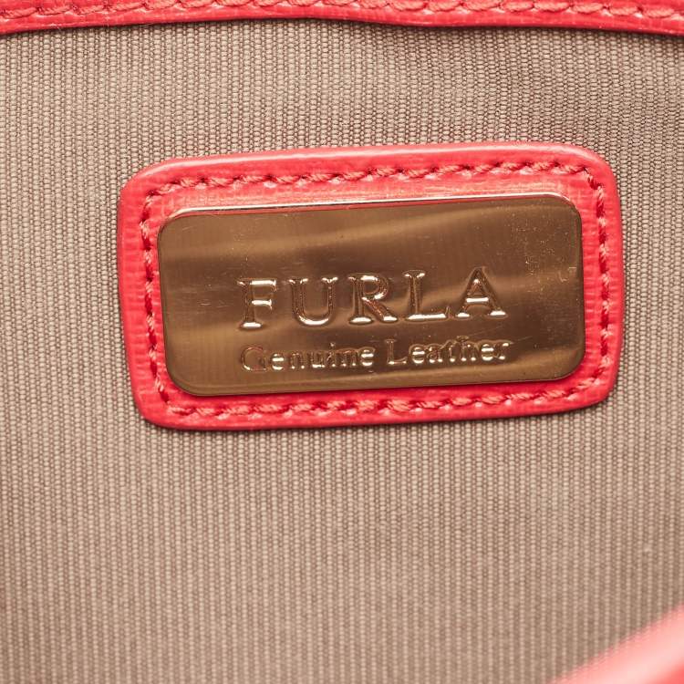 Pre Owned Furla Red Leather Mini Metropolis Chain Shoulder Bag