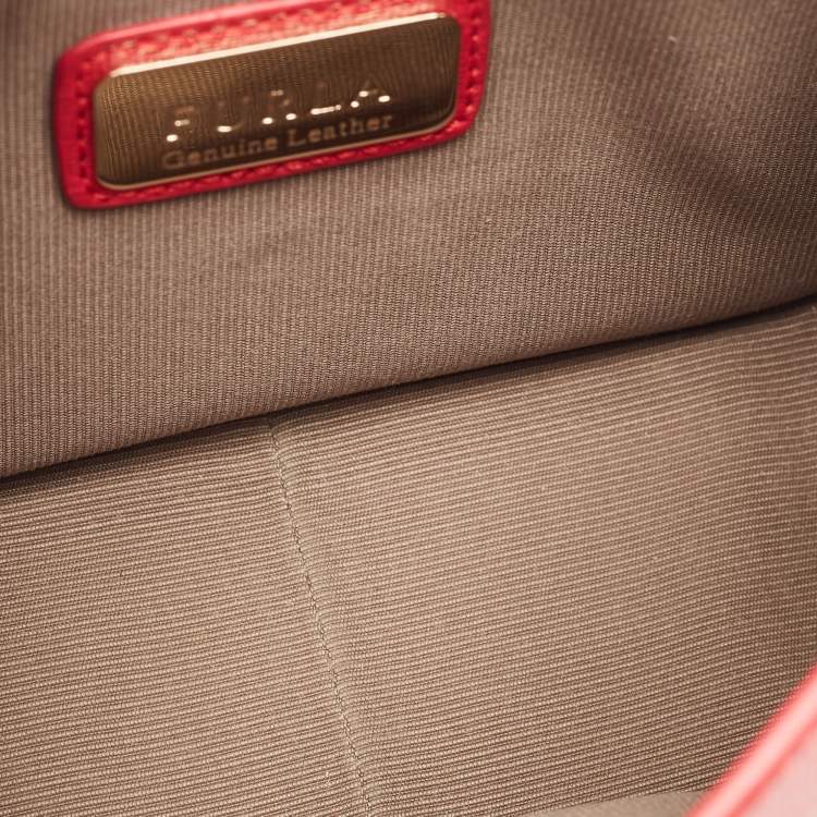 Pre Owned Furla Red Leather Mini Metropolis Chain Shoulder Bag