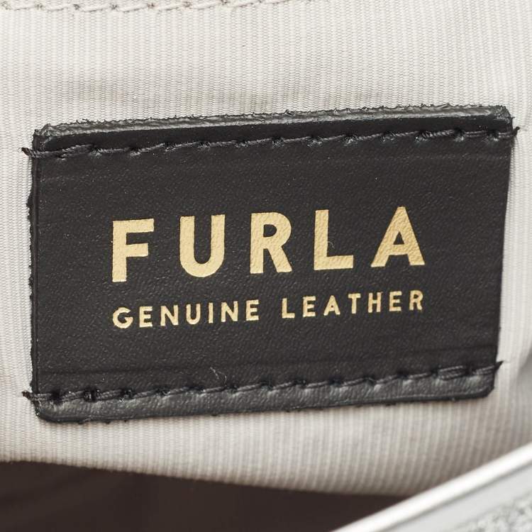 Pre Owned Furla Silver Glitter and Leather Mini 1927 Top Handle Bag