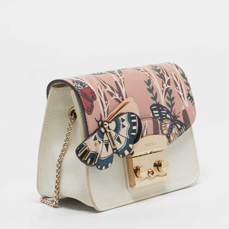 Pre Owned Furla Multicolor Leather Mini Metropolis Changeable Flap Crossbody Bag
