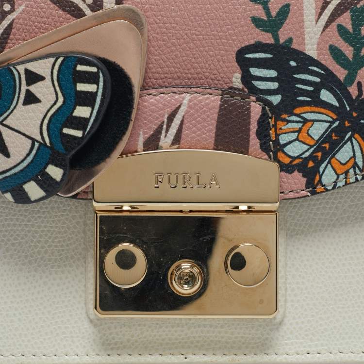 Pre Owned Furla Multicolor Leather Mini Metropolis Changeable Flap Crossbody Bag