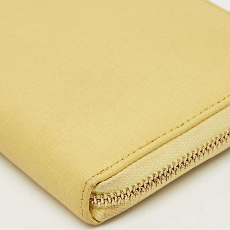 Pre Owned Furla Yellow Leather Zip Continental Wallet