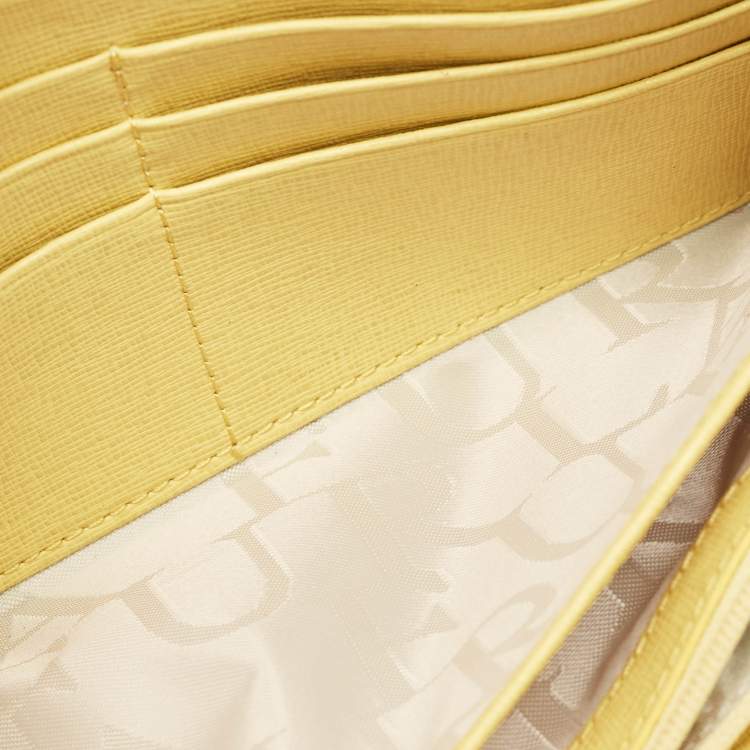 Pre Owned Furla Yellow Leather Zip Continental Wallet