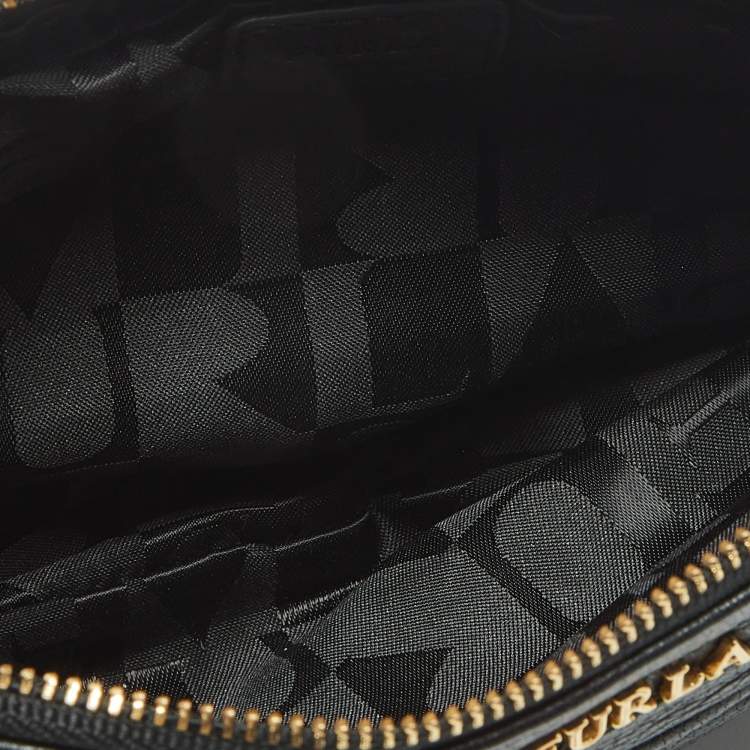 Pre Owned Furla Black Gathered Leather Chain Crossbody Bag