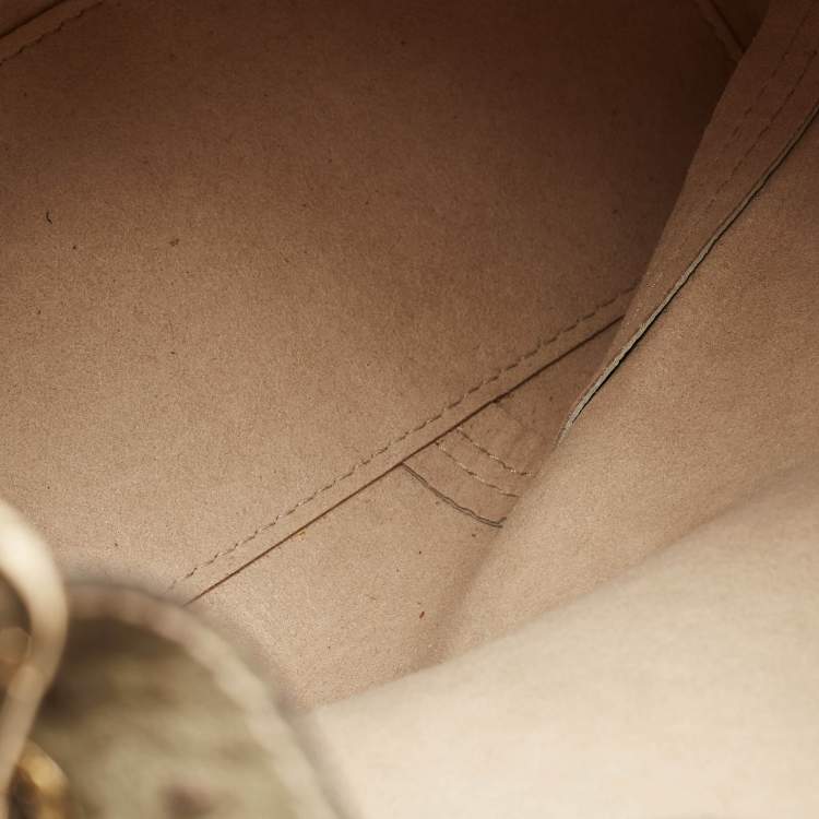 مملوكة مسبقًا Furla Light Green Ostrich Embossed Leather Drawstring Bucket Bag