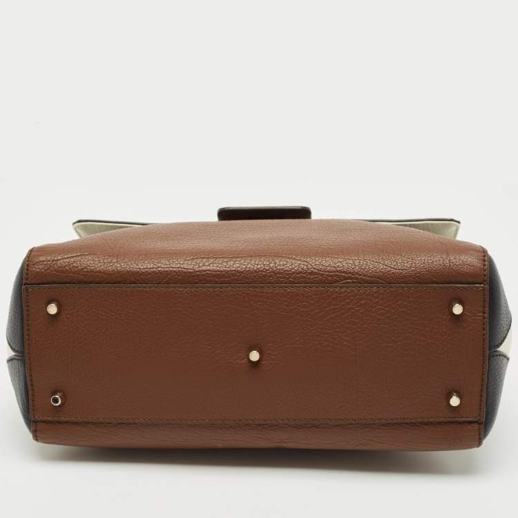 Pre Owned Furla Tricolor Leather Artesia Creta Top Handle Bag