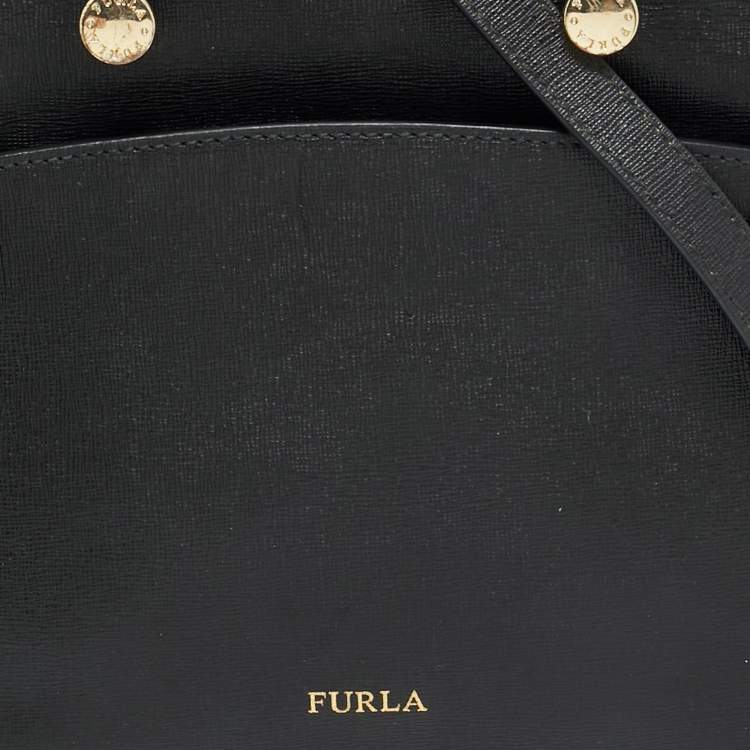 Pre Owned Furla Black Leather Agata Satchel