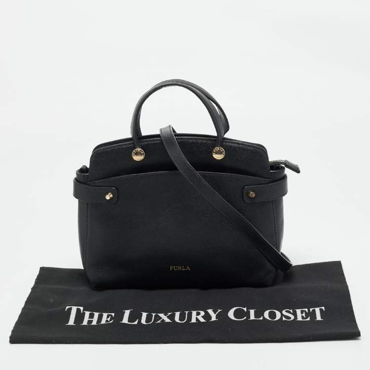 Pre Owned Furla Black Leather Agata Satchel