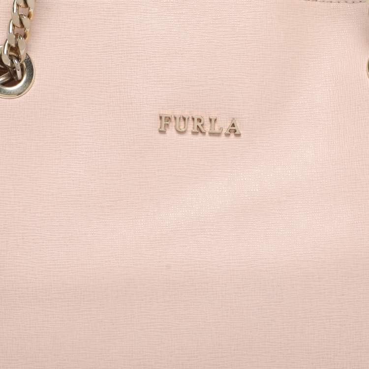 Pre Owned Furla Blush Pink Leather Julia Chain Tote