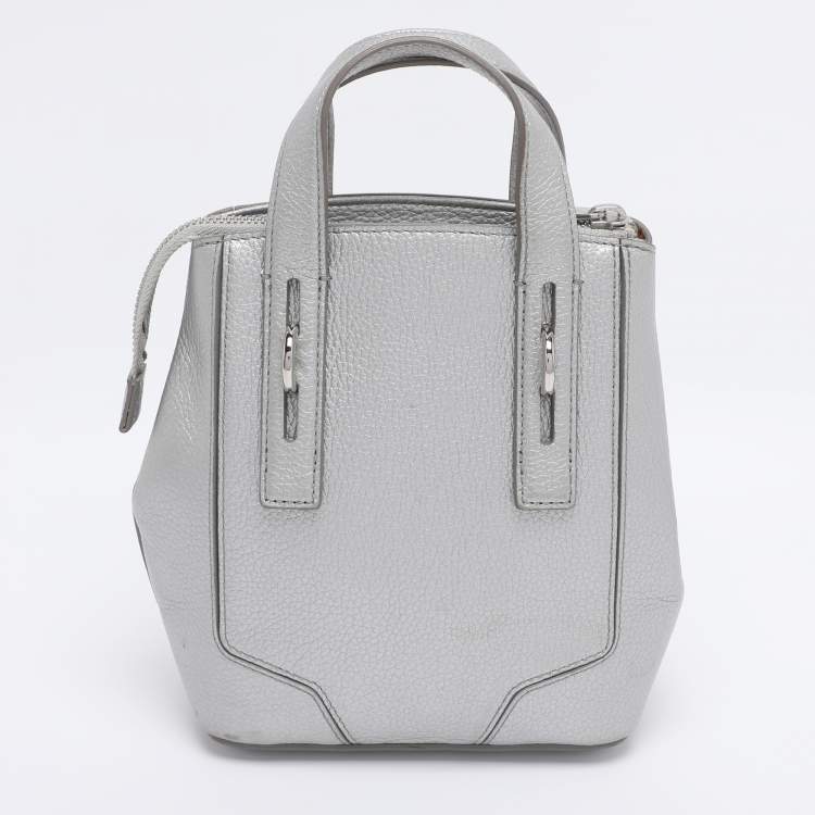 Pre Owned Furla Silver Leather Mini Perla Tote