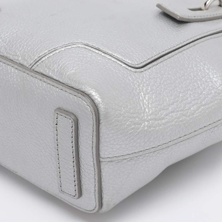 Pre Owned Furla Silver Leather Mini Perla Tote