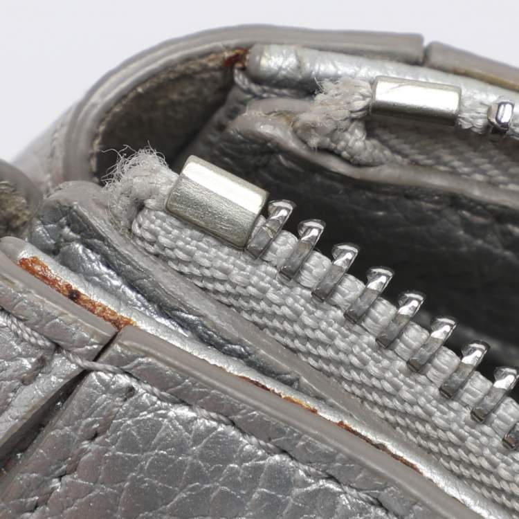 Pre Owned Furla Silver Leather Mini Perla Tote
