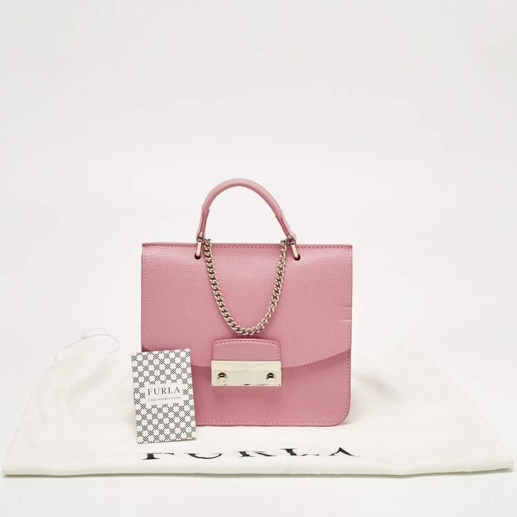 Pre Owned Furla Pink Leather Metropolis Top Handle Bag