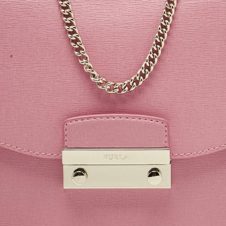 Pre Owned Furla Pink Leather Metropolis Top Handle Bag