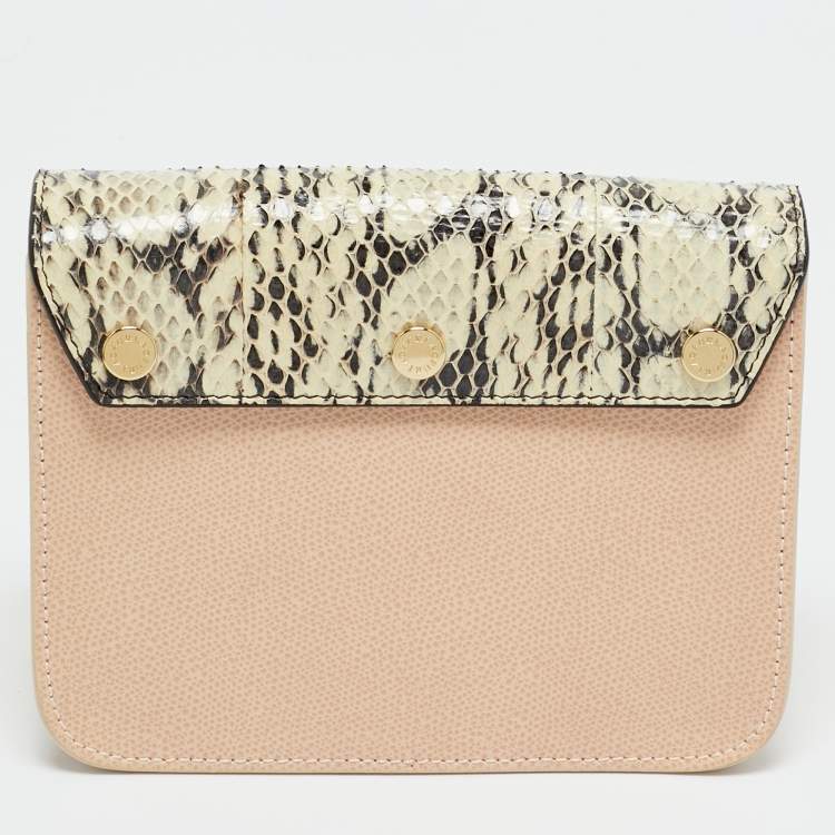 Pre Owned Furla Tricolor Snakeskin and Leather Mini Metropolis Changeable Flap Crossbody Bag