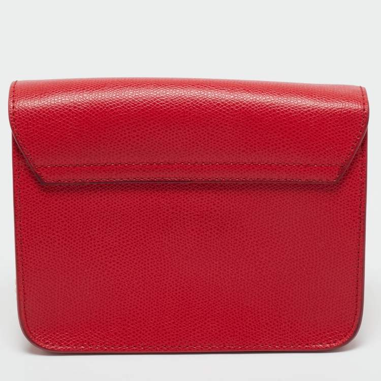 Pre Owned Furla Red Leather Mini Metropolis Chain Crossbody Bag
