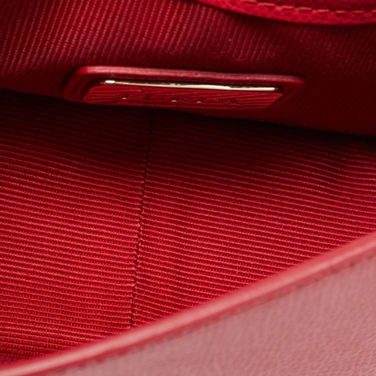 Pre Owned Furla Red Leather Mini Metropolis Chain Crossbody Bag