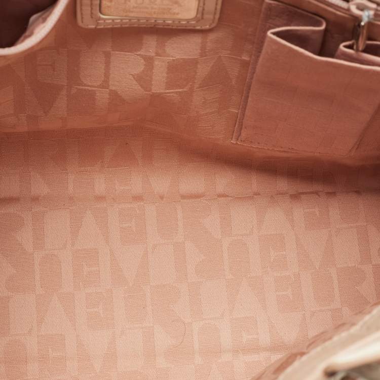 Pre Owned Furla Off White Croc Embossed Leather Medium Greta Tote