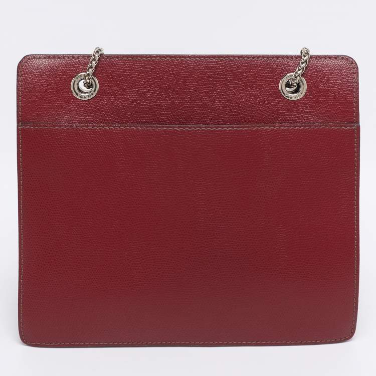 Pre Owned Furla Red Leather Chain Crossbody Bag