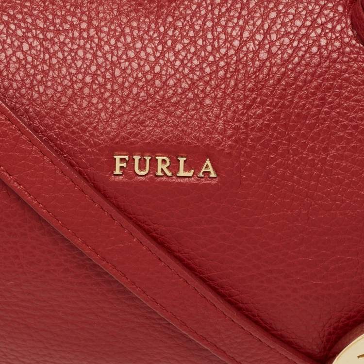 Pre Owned Furla Red Leather Arianna Satchel
