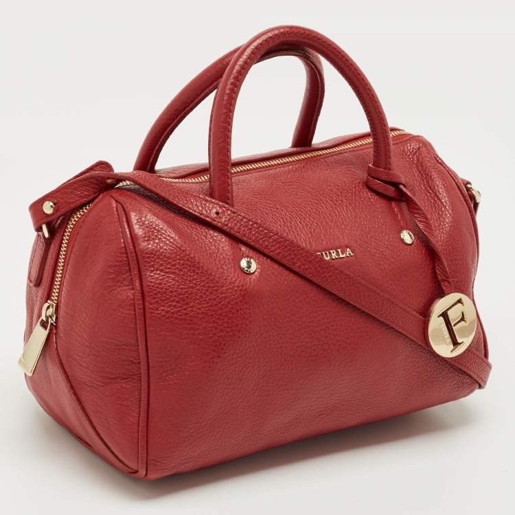 Pre Owned Furla Red Leather Arianna Satchel