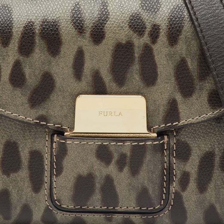 Pre Owned Furla Multicolor Animal Print Leather Flap Shoulder Bag