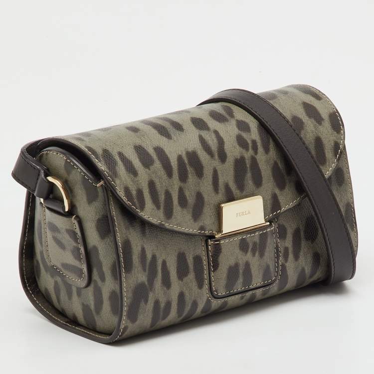 Pre Owned Furla Multicolor Animal Print Leather Flap Shoulder Bag