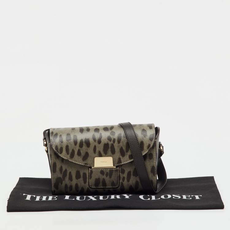Pre Owned Furla Multicolor Animal Print Leather Flap Shoulder Bag