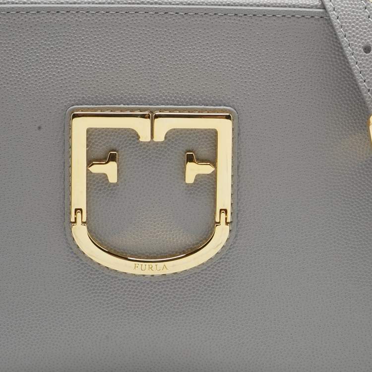 Pre Owned Furla Grey Leather Mini Brava Crossbody Bag