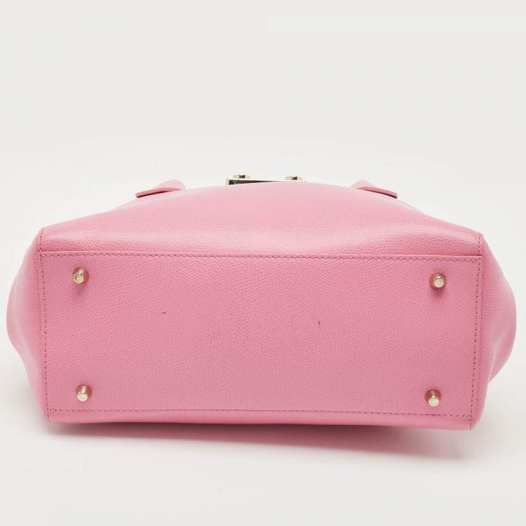 Pre Owned Furla Pink Leather Small Metropolis Tote