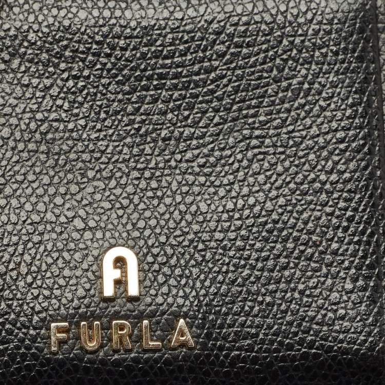 Pre Owned Furla Black Leather Zip Card Holder