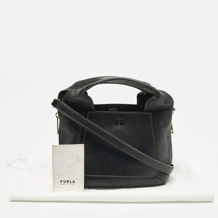 Pre Owned Furla Black Leather Mini Gilda Tote