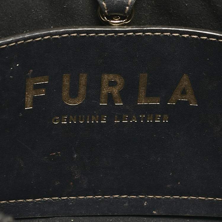 Pre Owned Furla Black Leather Mini Gilda Tote