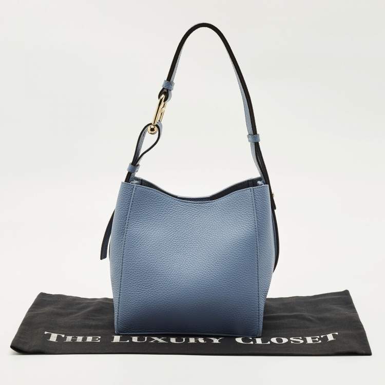 Pre Owned Furla Blue Leather Mini Nuvola Bucket Bag