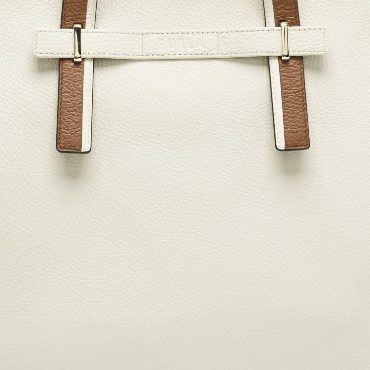 Pre Owned Furla White Leather Large Giove Tote