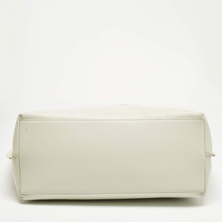 Pre Owned Furla White Leather Large Giove Tote