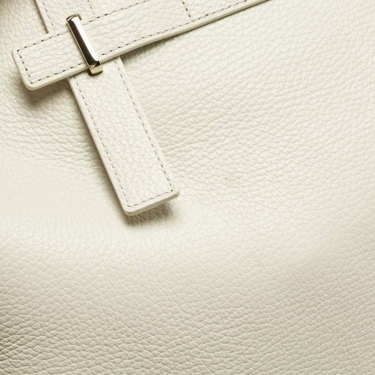 Pre Owned Furla White Leather Large Giove Tote