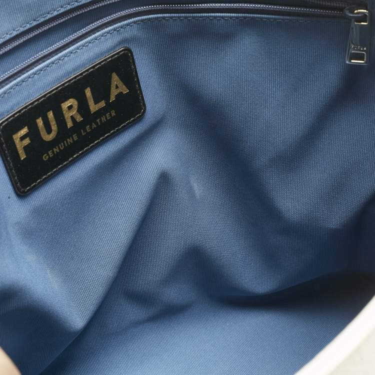 Pre Owned Furla White Leather Large Giove Tote